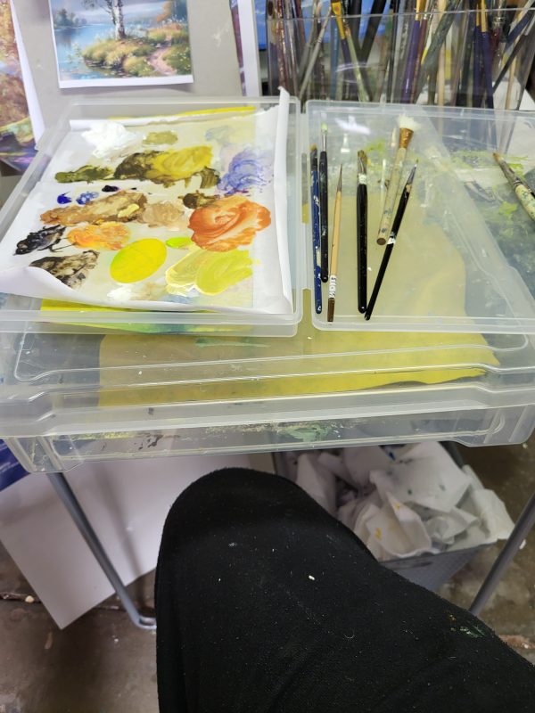 artist palette with brushes