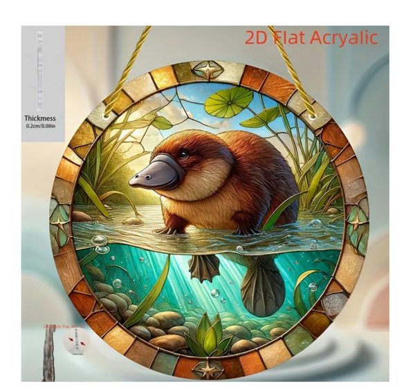 Sun Catcher with a picture of cute platypus in water