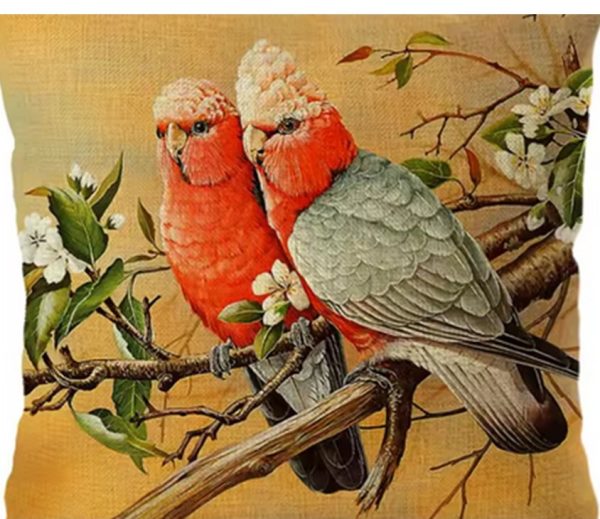 cushion cover withTwo colourful galahs on branch