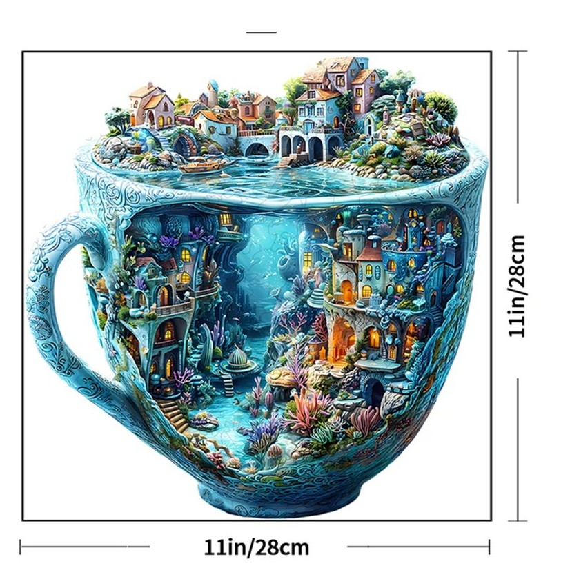 Unusual Shape Jigsaw Puzzles! 11 Intricately designed blue jigsaw cup